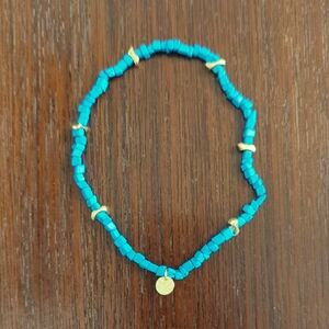 Pura Vida Torquoise Color Beads With Gold Color Beads Anklet